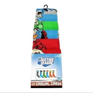Marvel Mens 6 Pair Crew Socks Green Lantern The Flash Wonder Fits Shoe Size 8-12